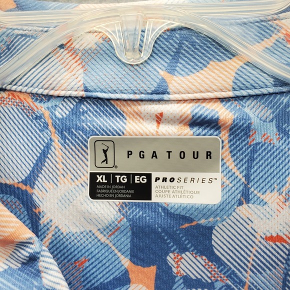 PGA TOUR Pro Series Golf Polo Shirt Mens XL Hibiscus Print Easy Care UPF 30 - Picture 6 of 8